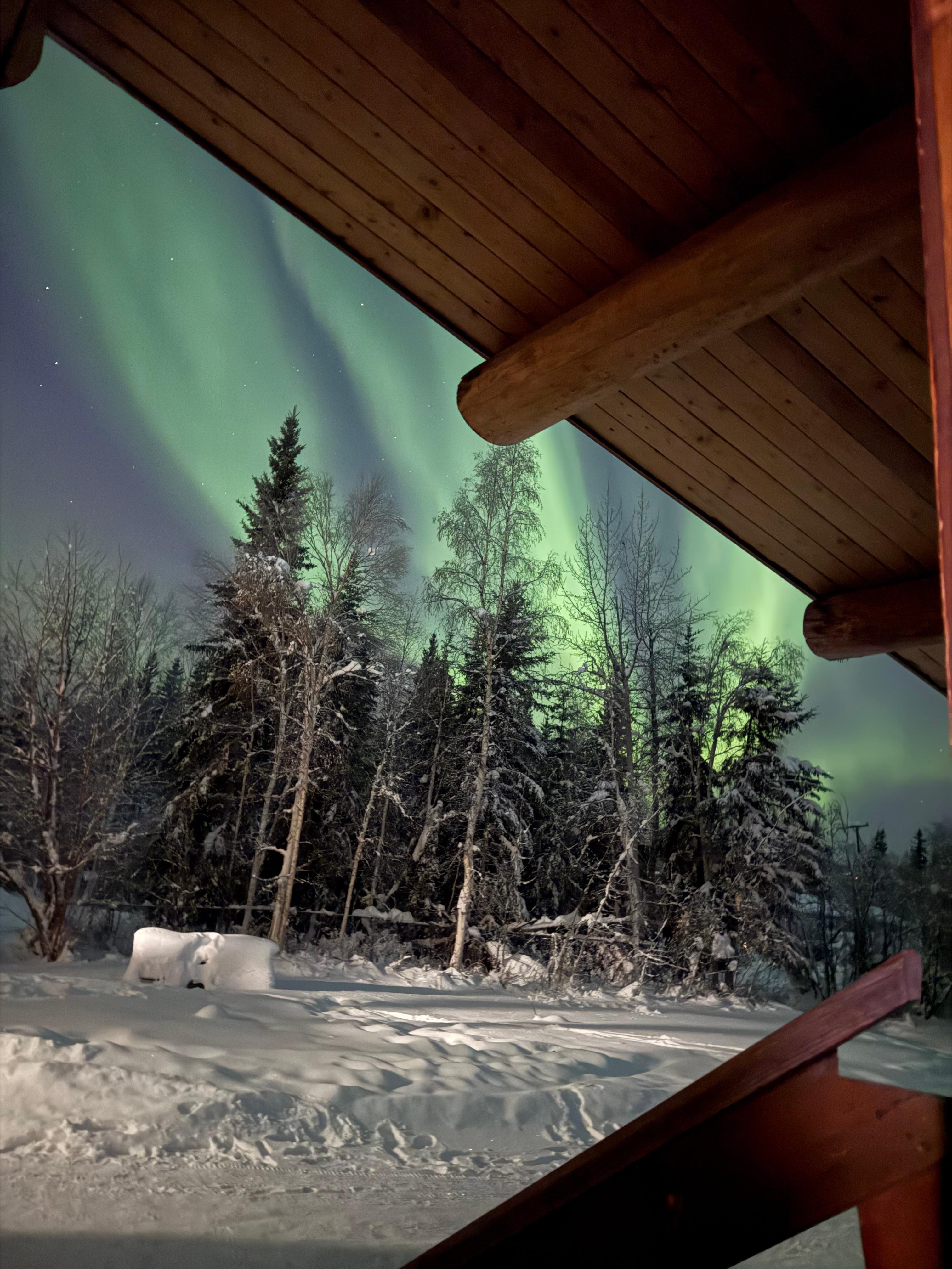 From the door’s steps. 