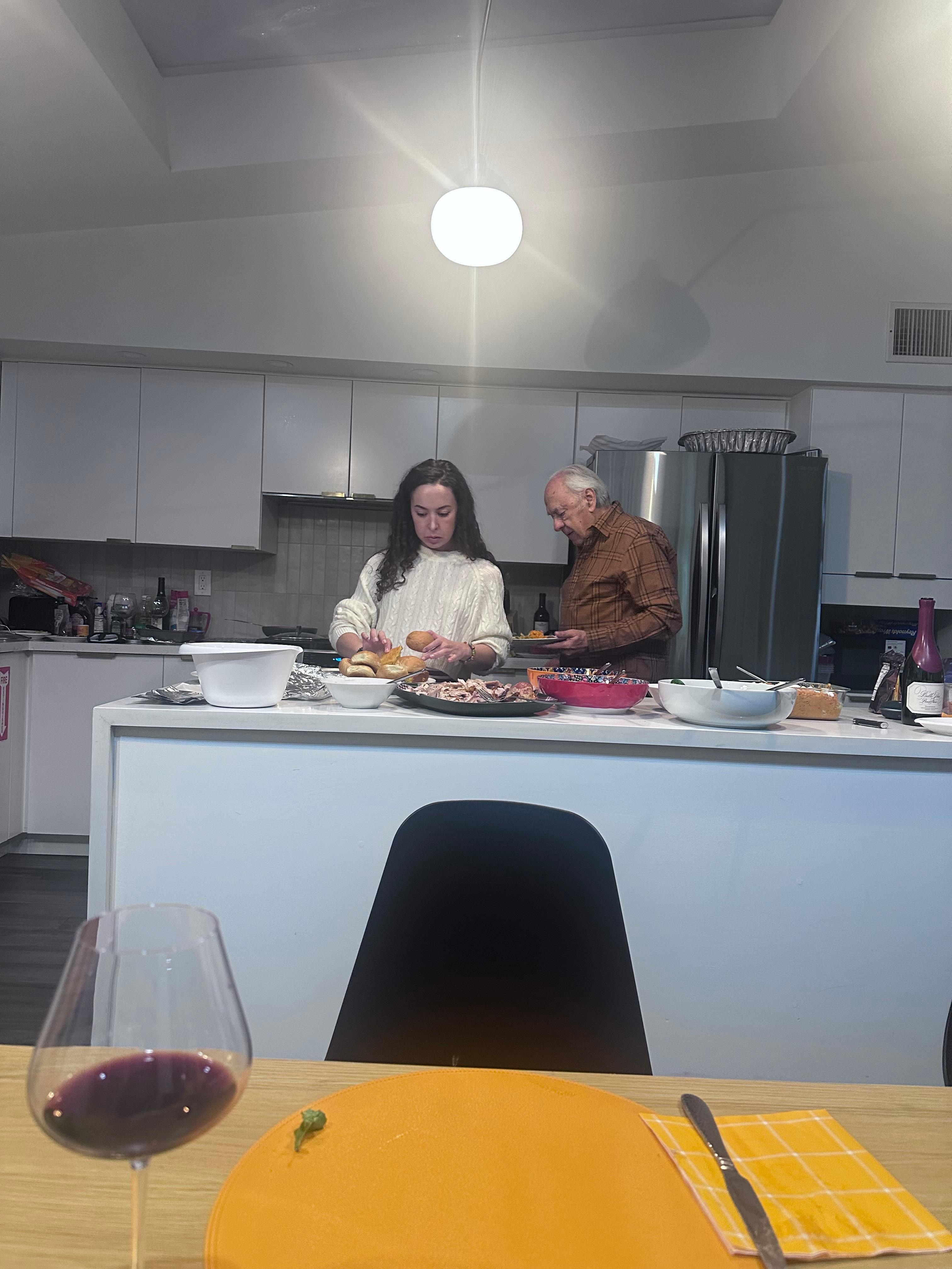 Cooking Thanksgiving meal. 