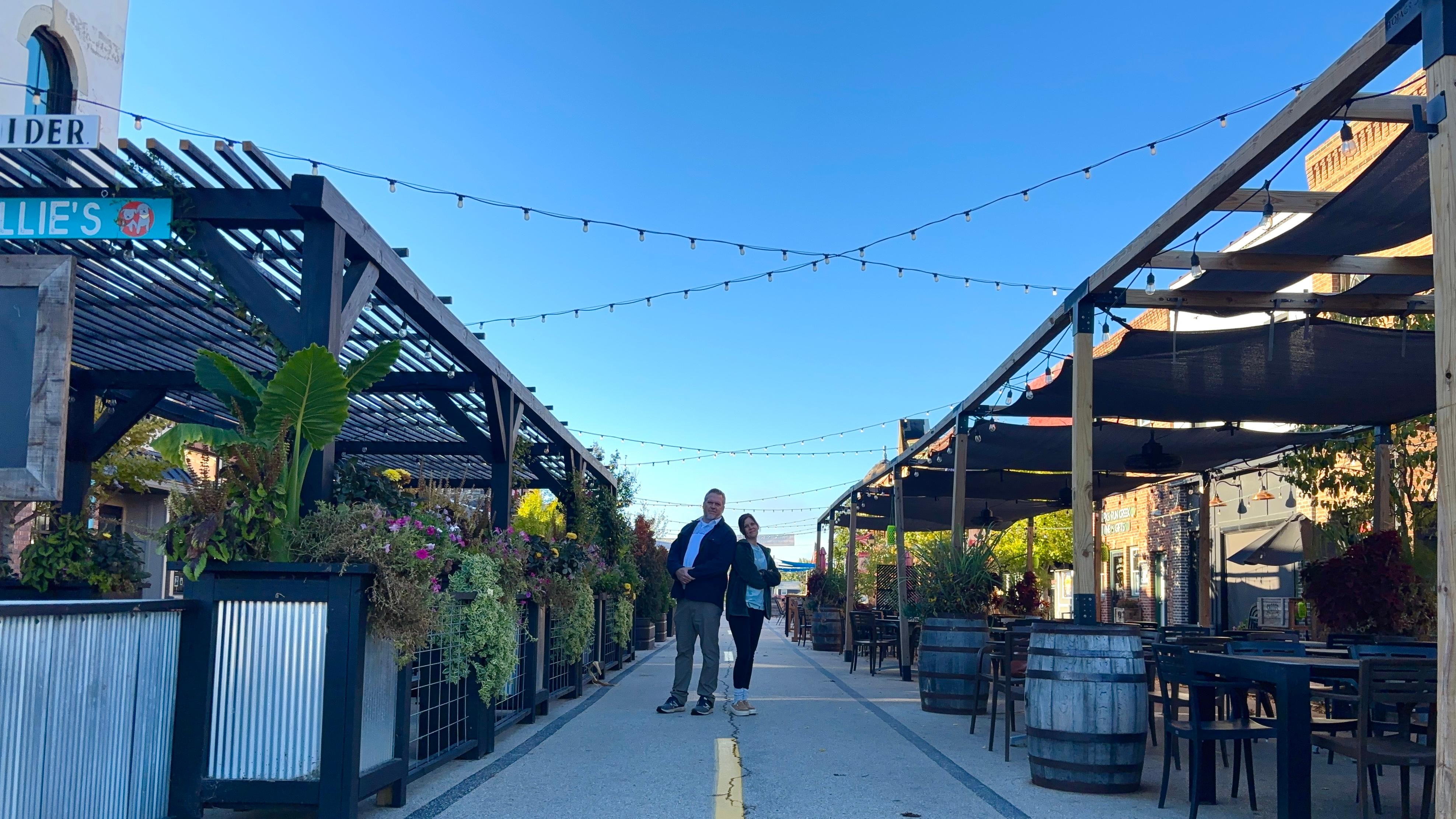 Downtown, just downstairs from the suite.