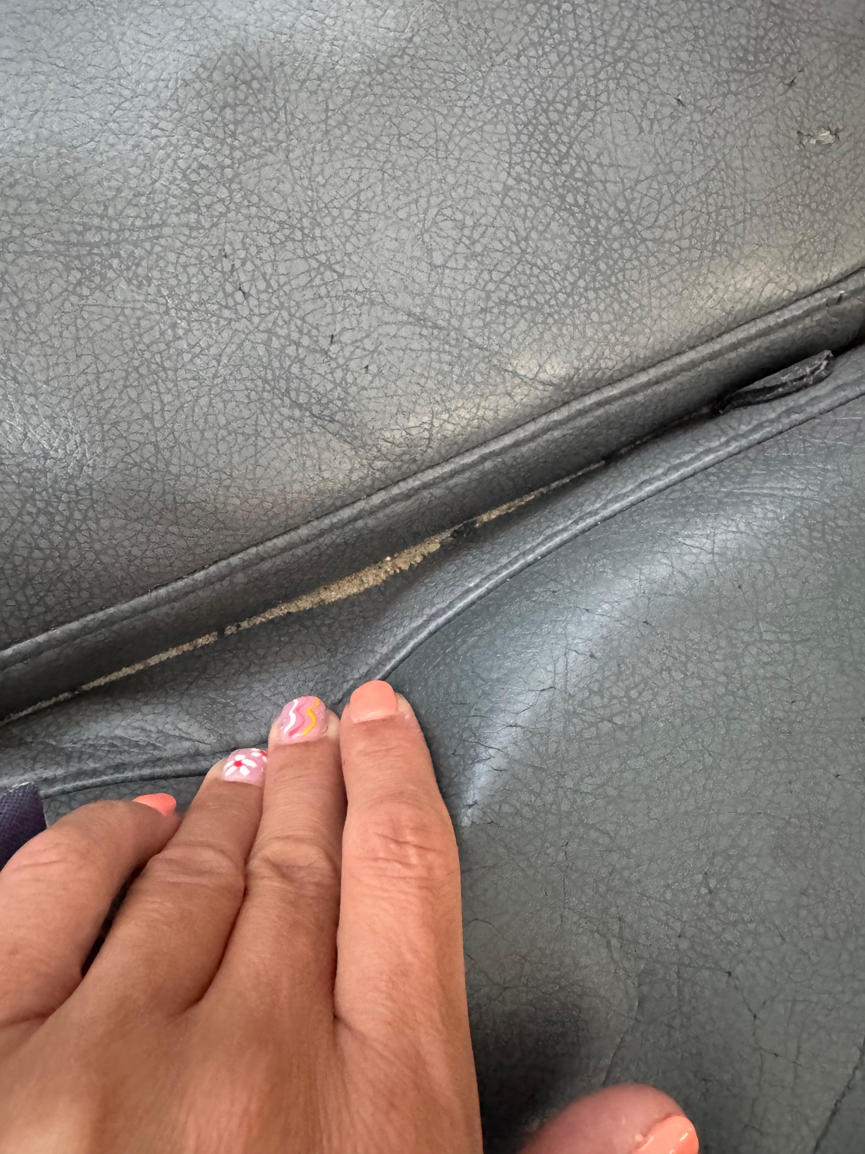 Sand and other garbage in the couch 