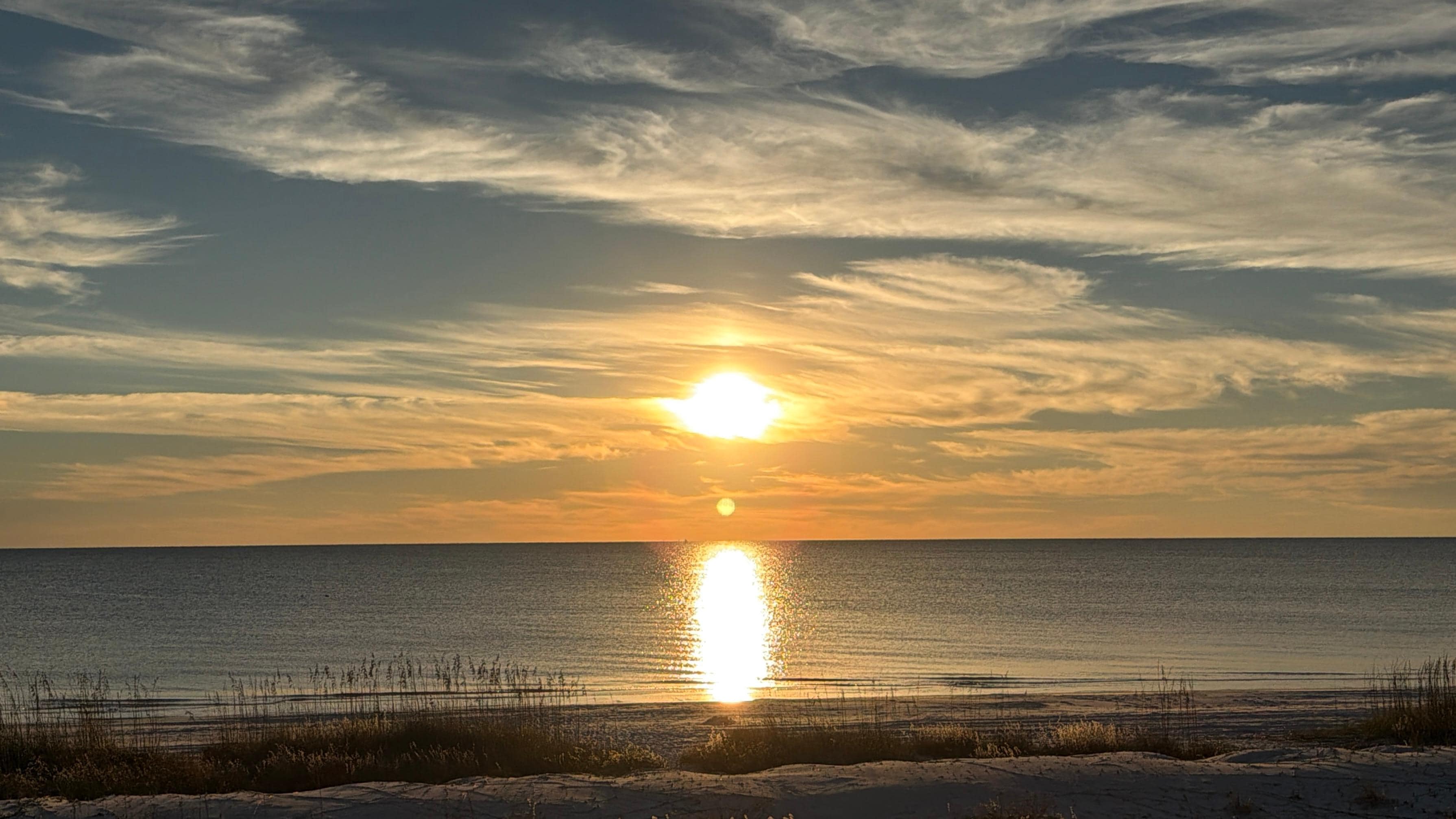 Sunset just off the deck with our afternoon coffee & snacks