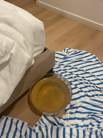 Ceiling leaking, soaked bed, floor and luggage