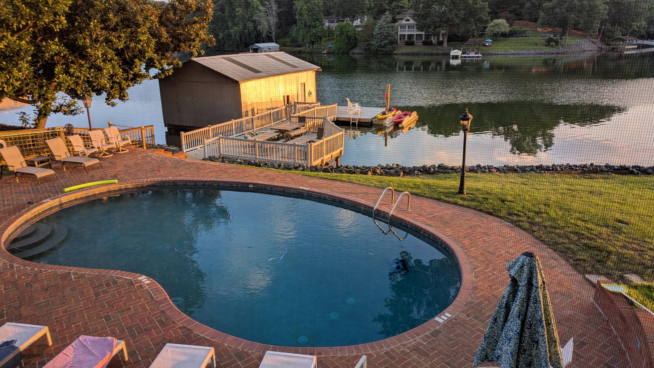 Beautiful pool and dock.