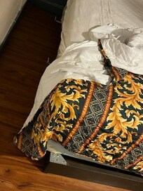 Box spring not fitting on bedframe and metal holders sticking out side (a little difficult to see)