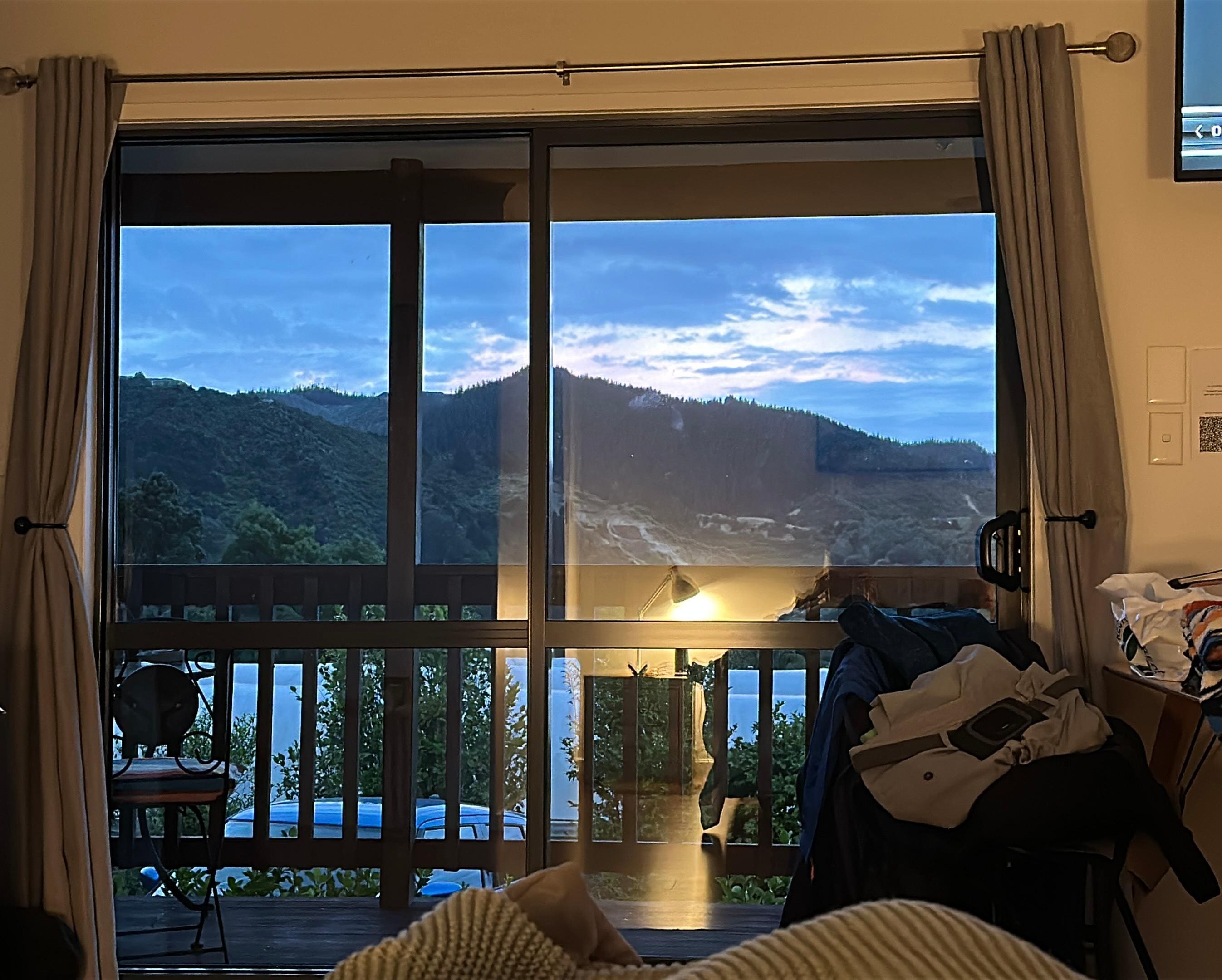 Evening view from comfy bed!