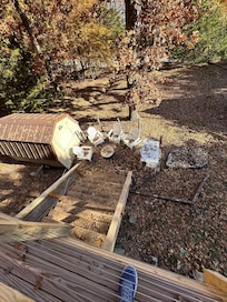 Looking down from the deck. Chairs could use pressure washing.