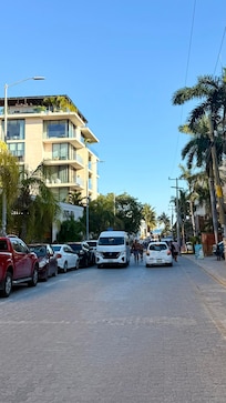 Calle 28 with Oceana on the left and the ocean ahead.