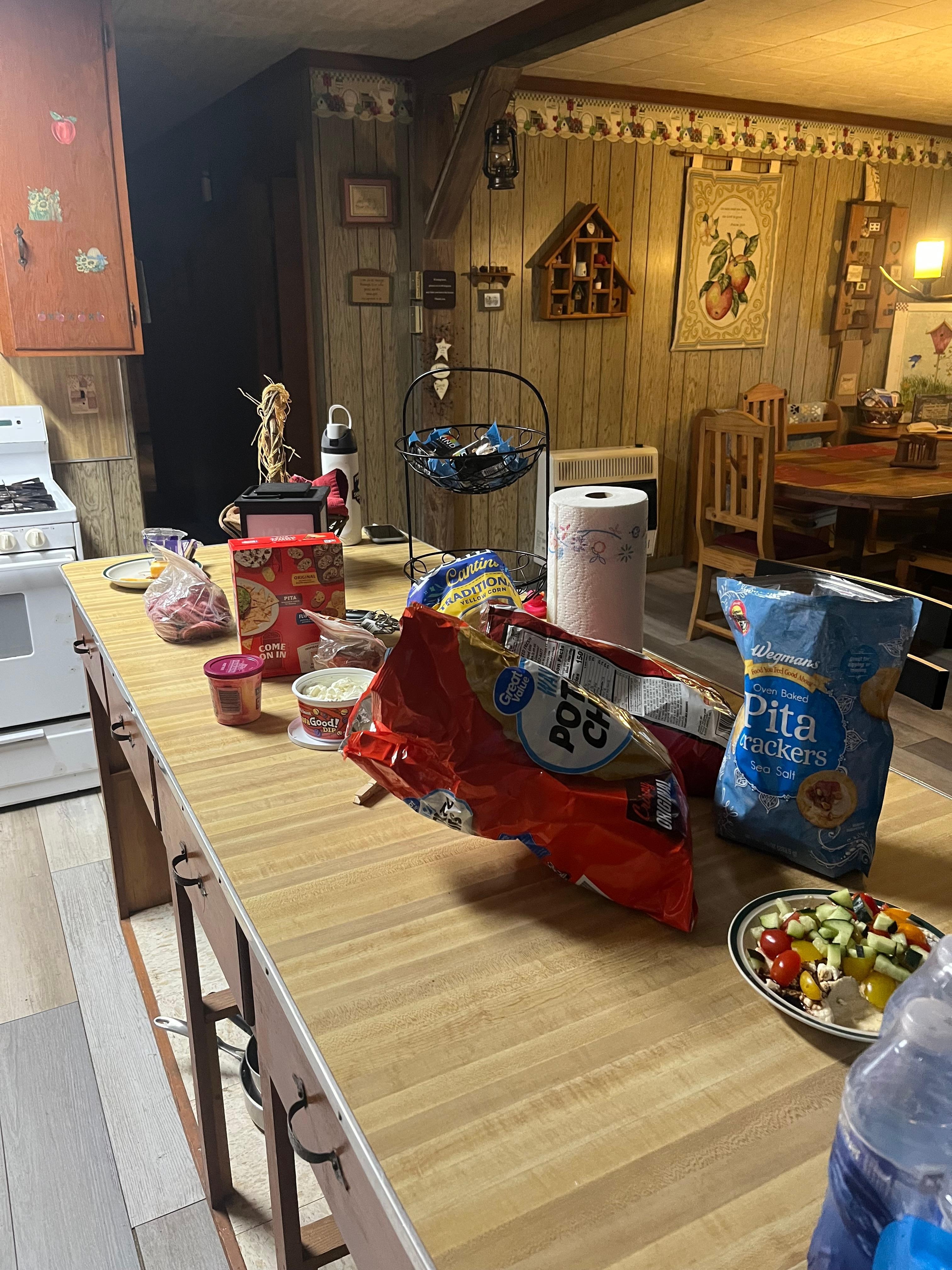 Kitchen with lots of snacks