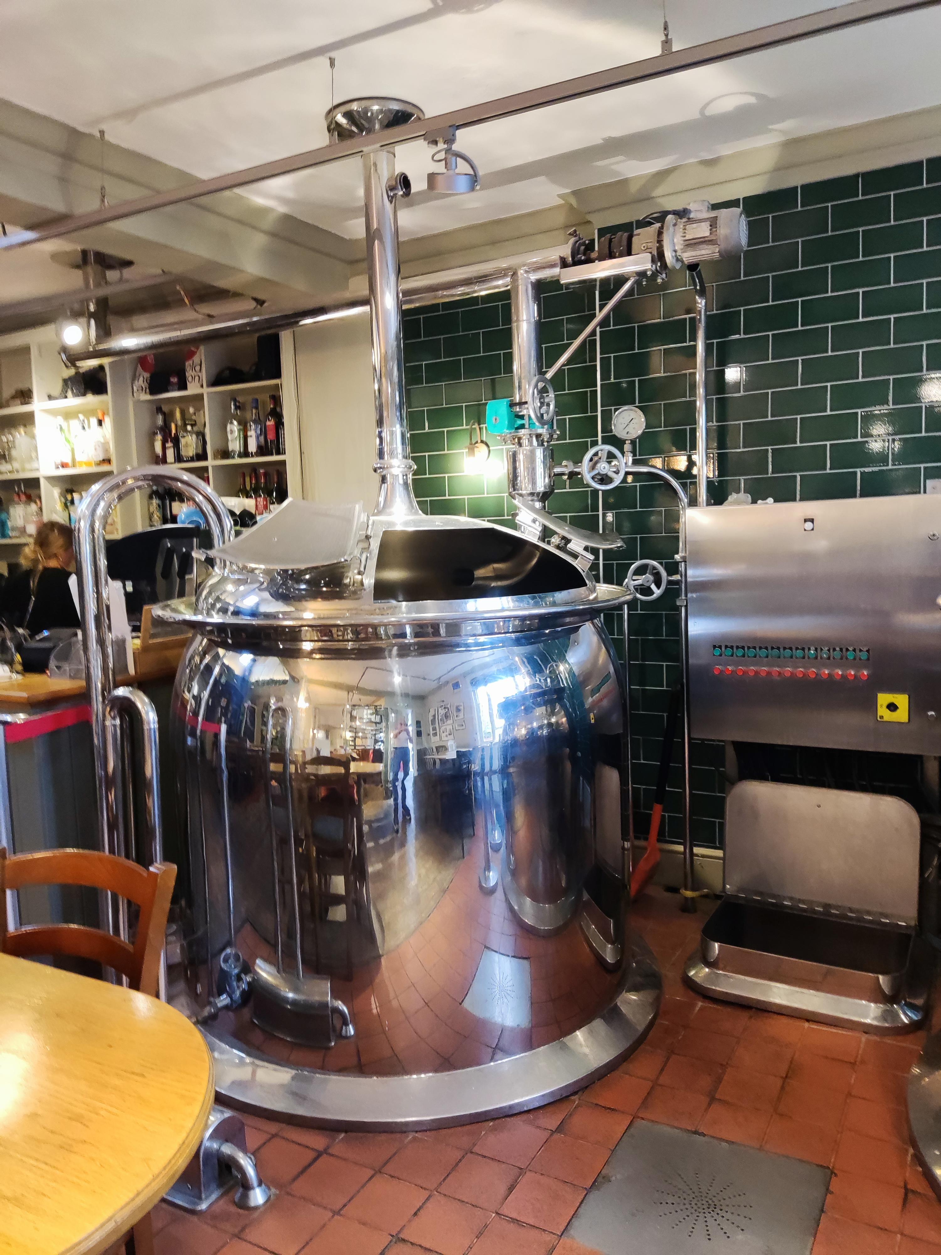 Beer making equipment in the bar.