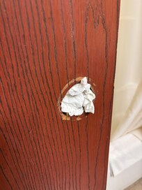 Missing door handle to bathroom