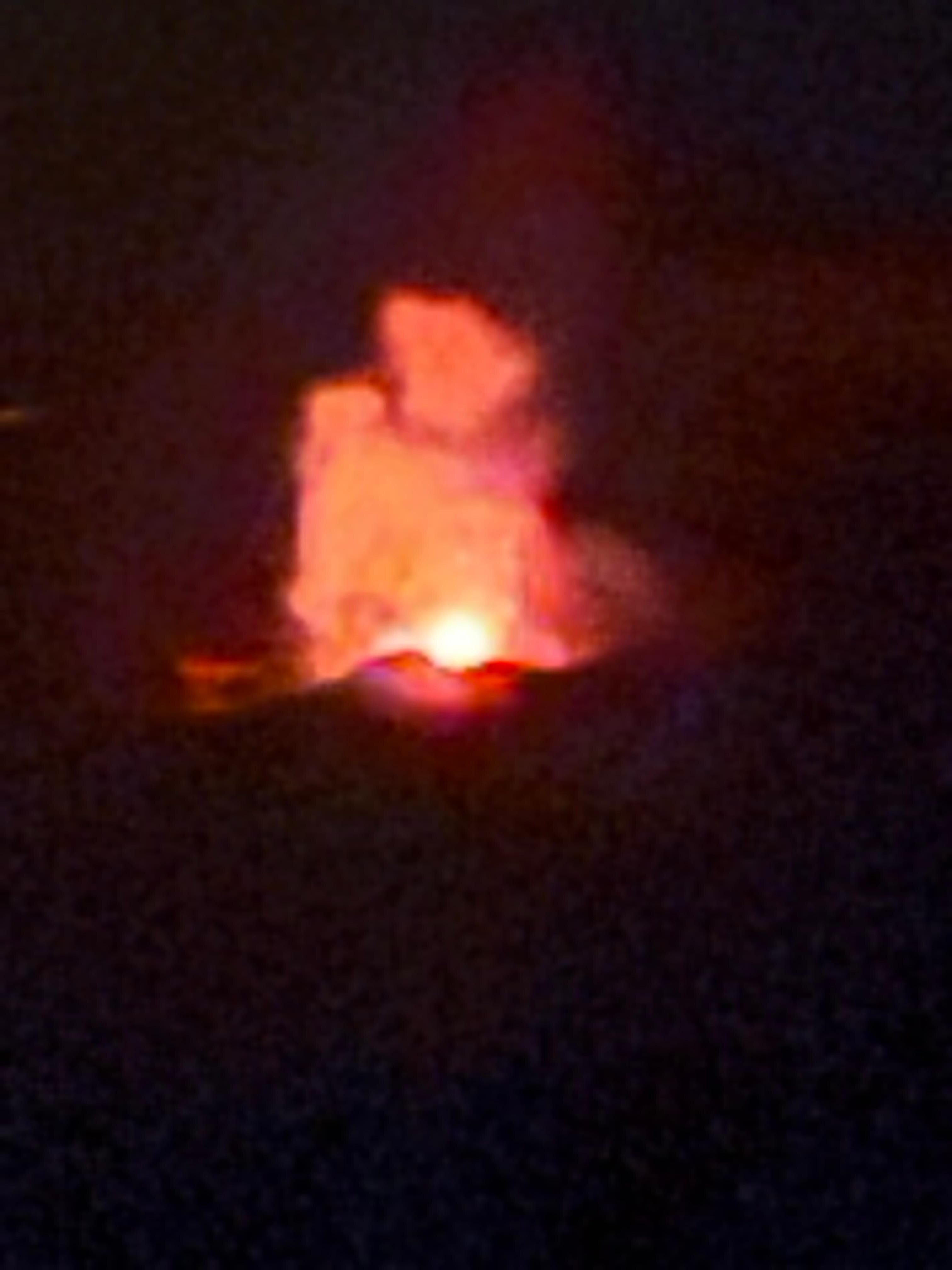 Volcano at night