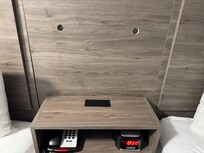 Missing bedside lamp so you’ll have to get up to turn the light off