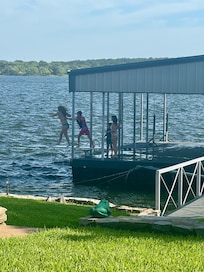 The kids wasted no time in utilizing the diving board.