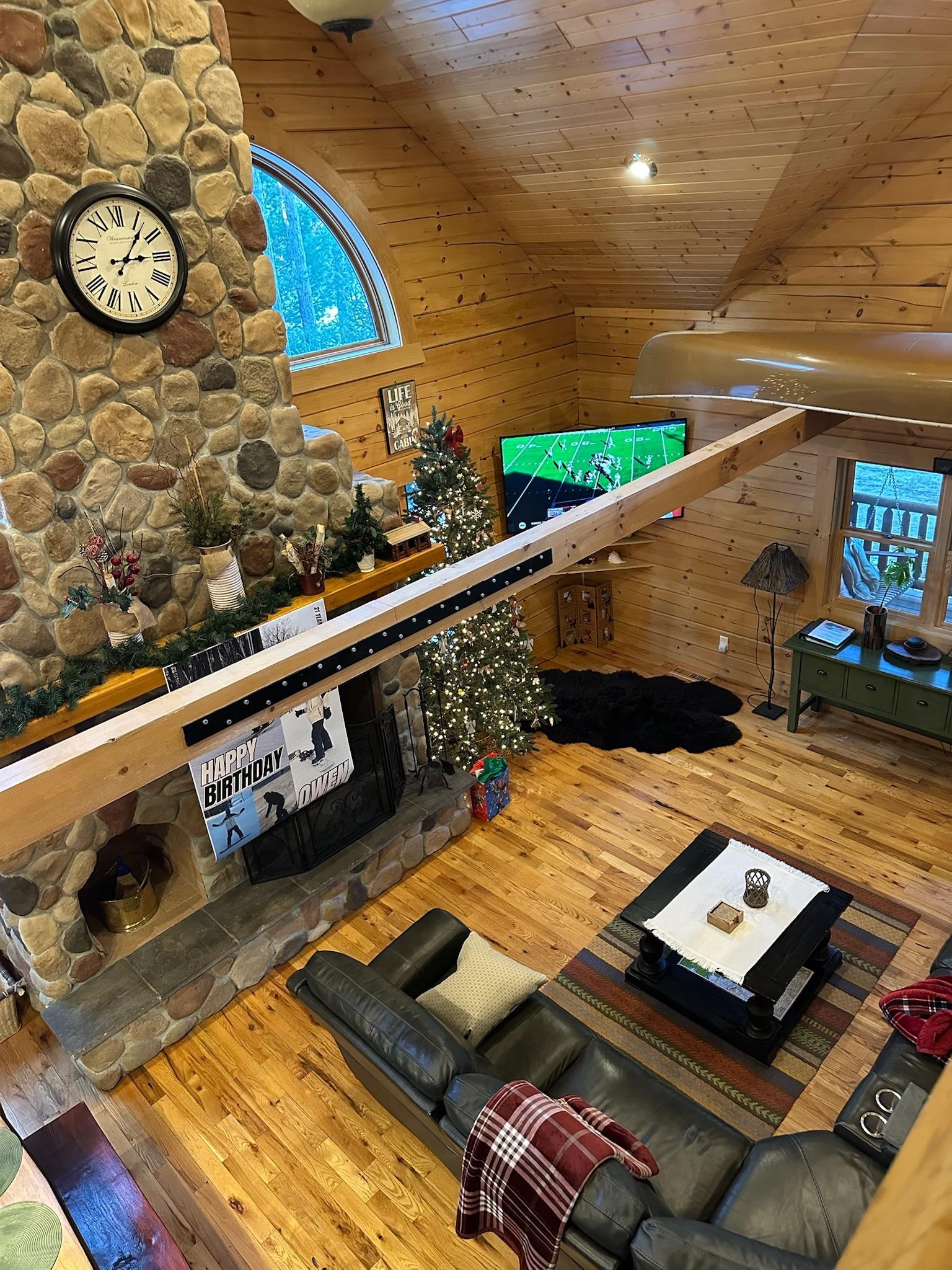 So much space for us all to hang out. We watched Christmas movies and played games here. 