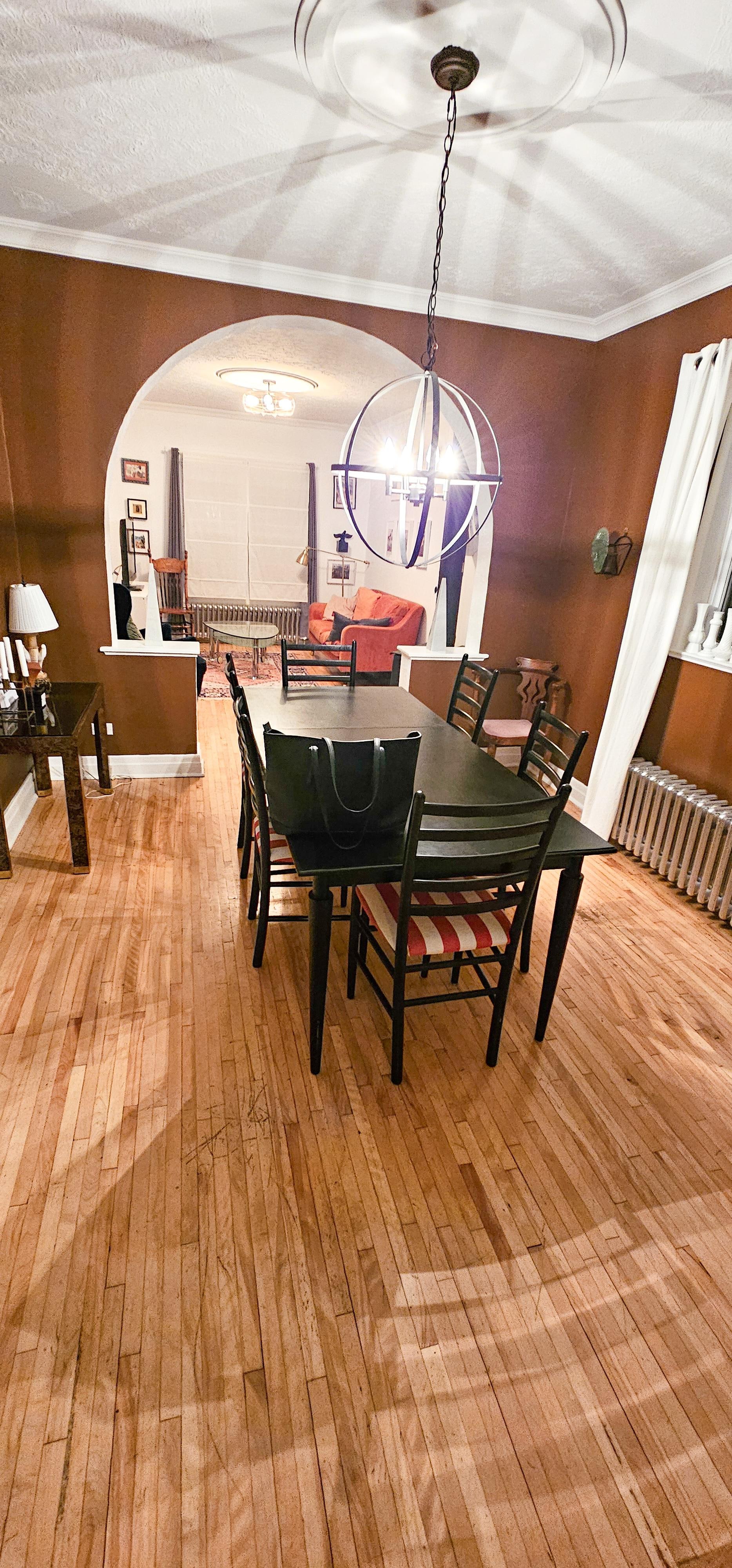 Dining room looking into living room.