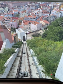 tramcar down the mountain to the city below