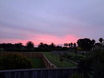 View out the back at sunset.