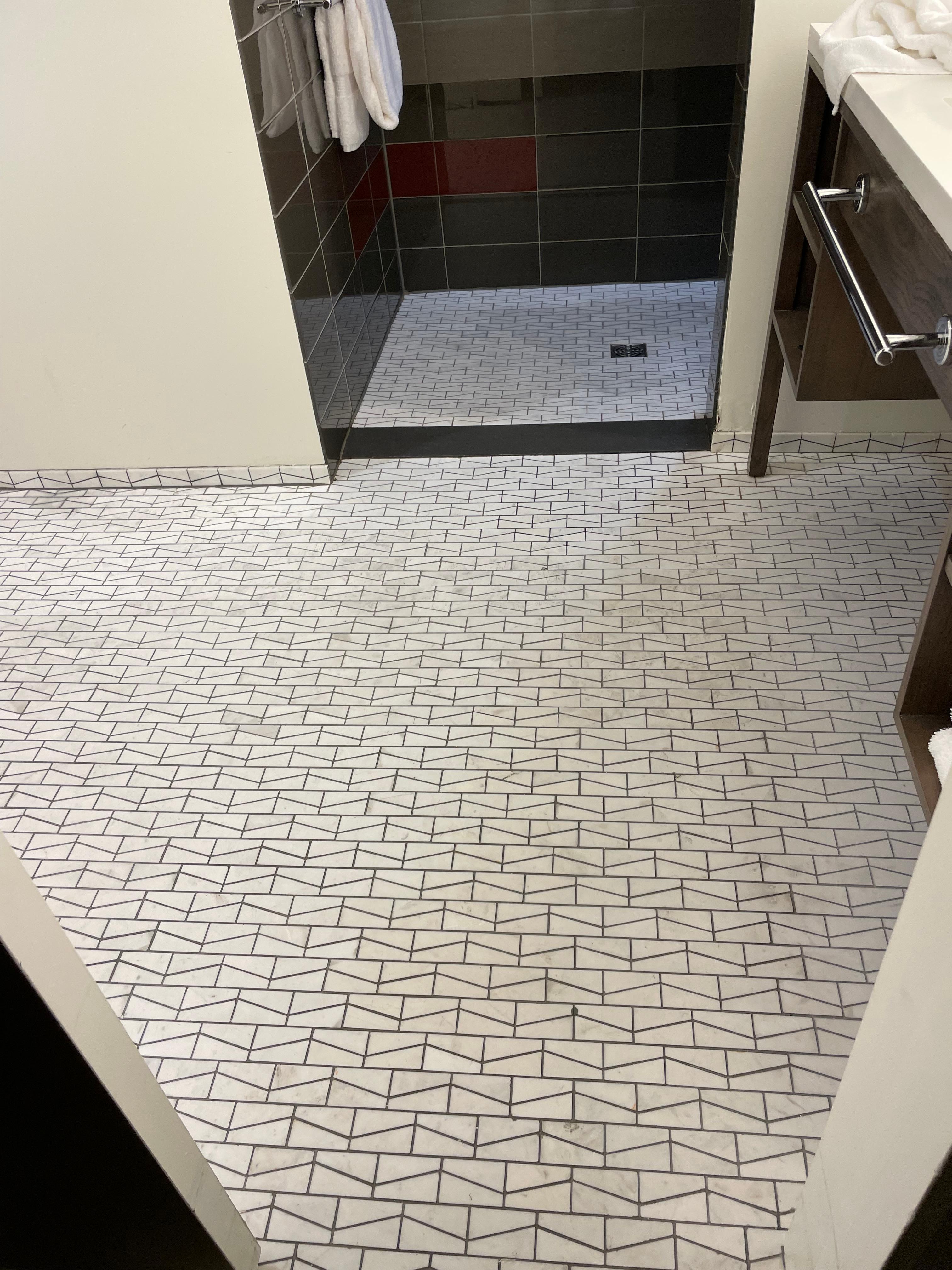 Bathroom floor so dirty.