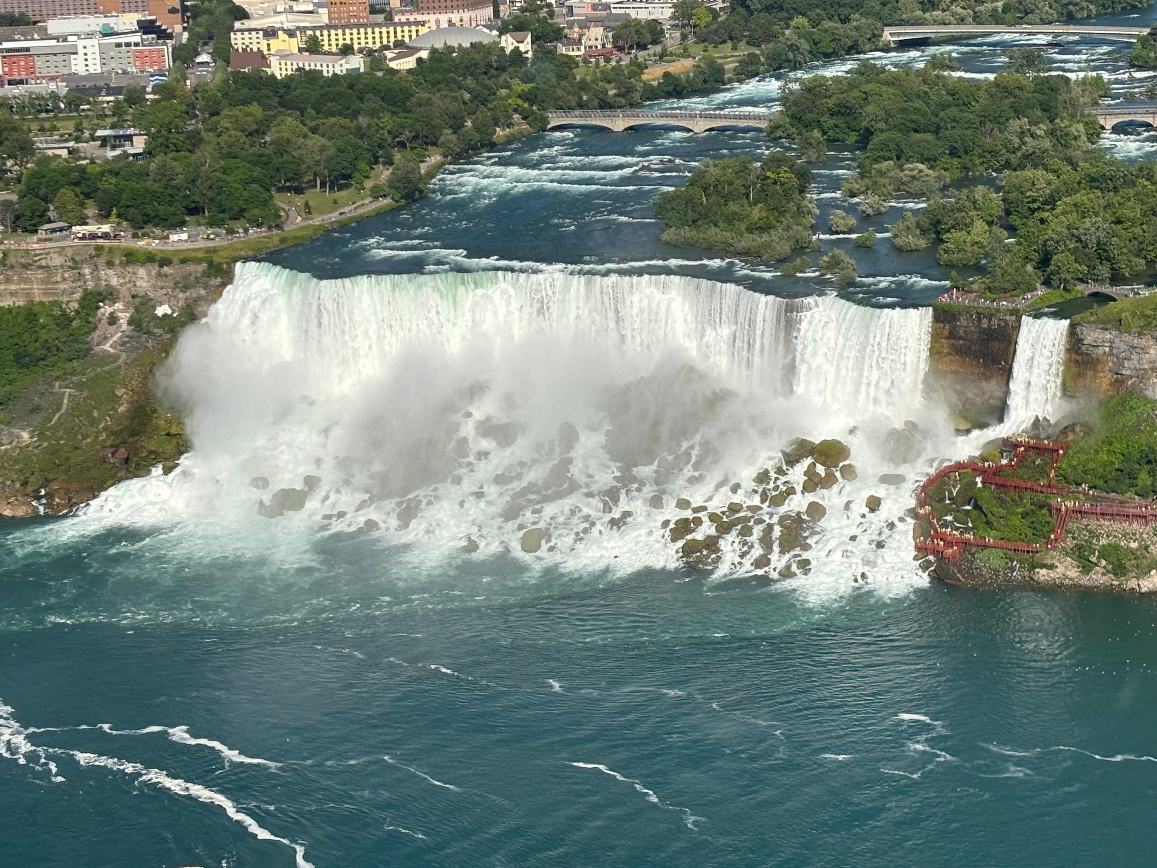American Falls with the smaller Bridal Veil Falls on the right. 