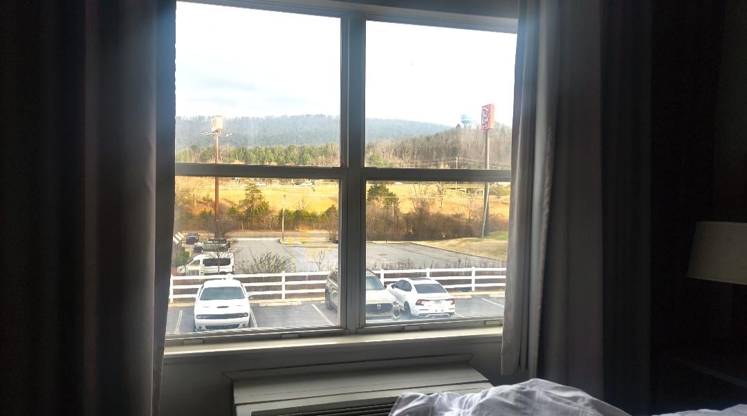 Window view from 2nd floor, front of building. 