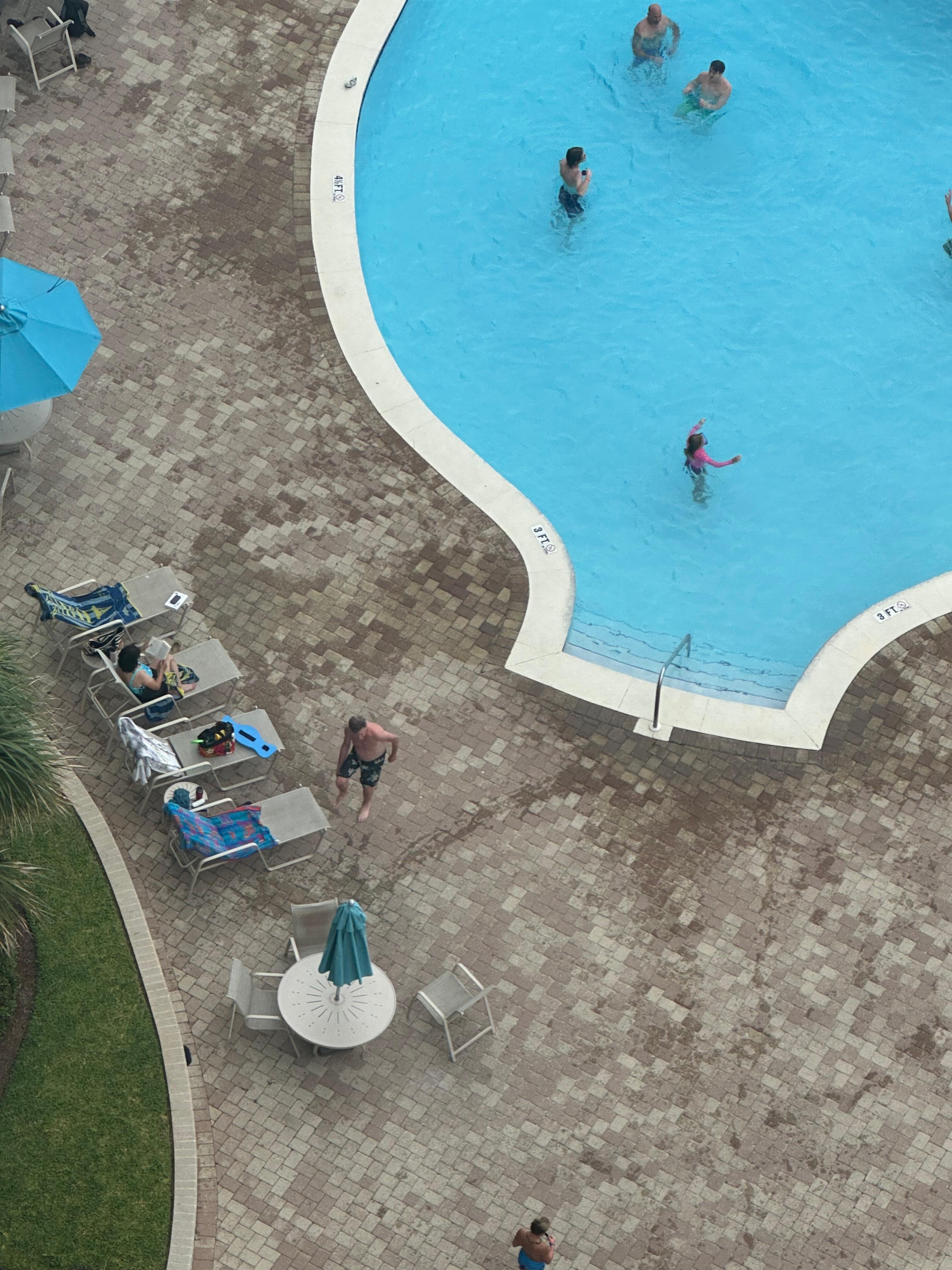 View of the pool from our balcony 