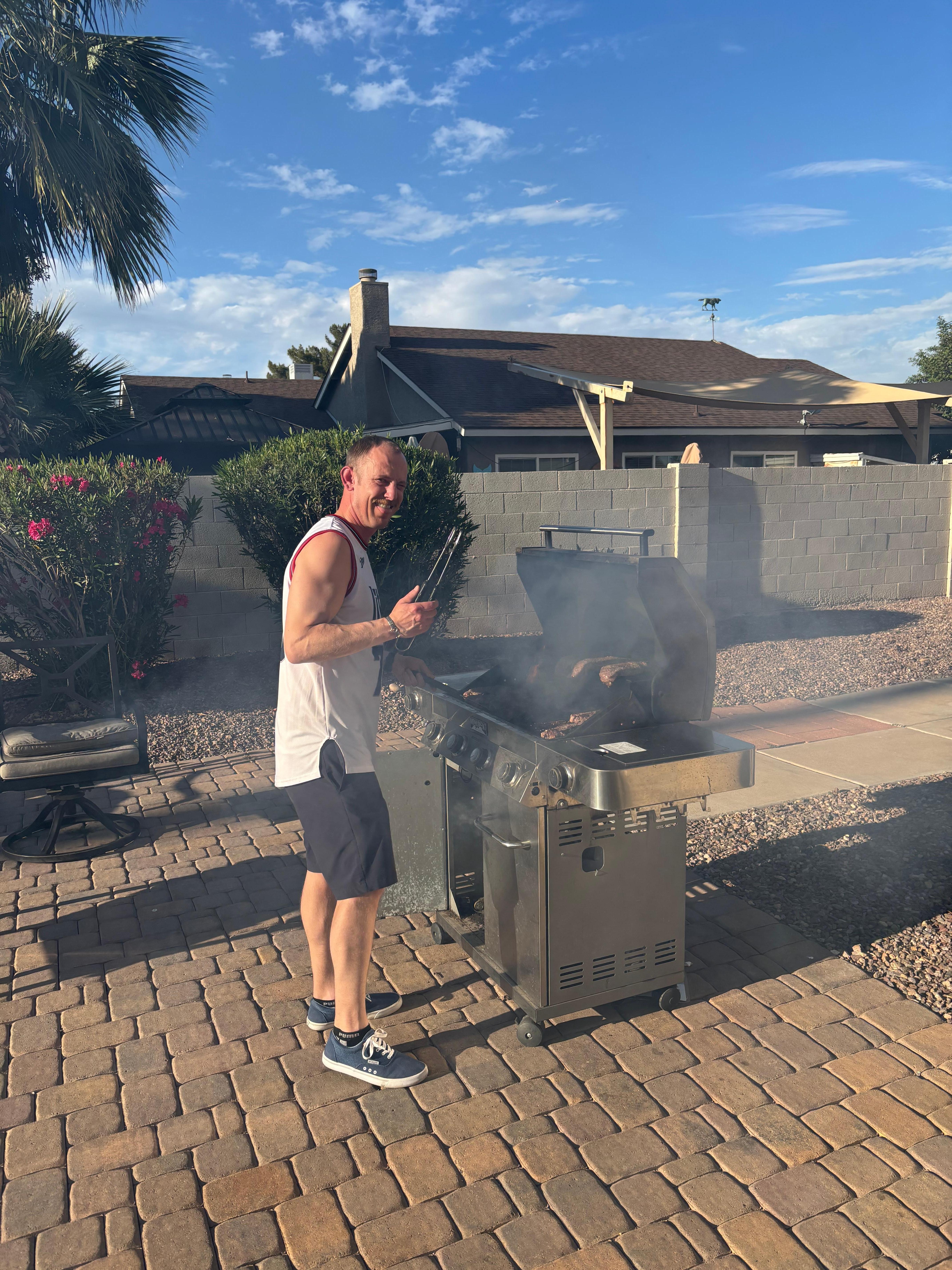 BBQ’ing the back yard. 