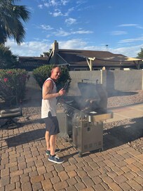 BBQ’ing the back yard.