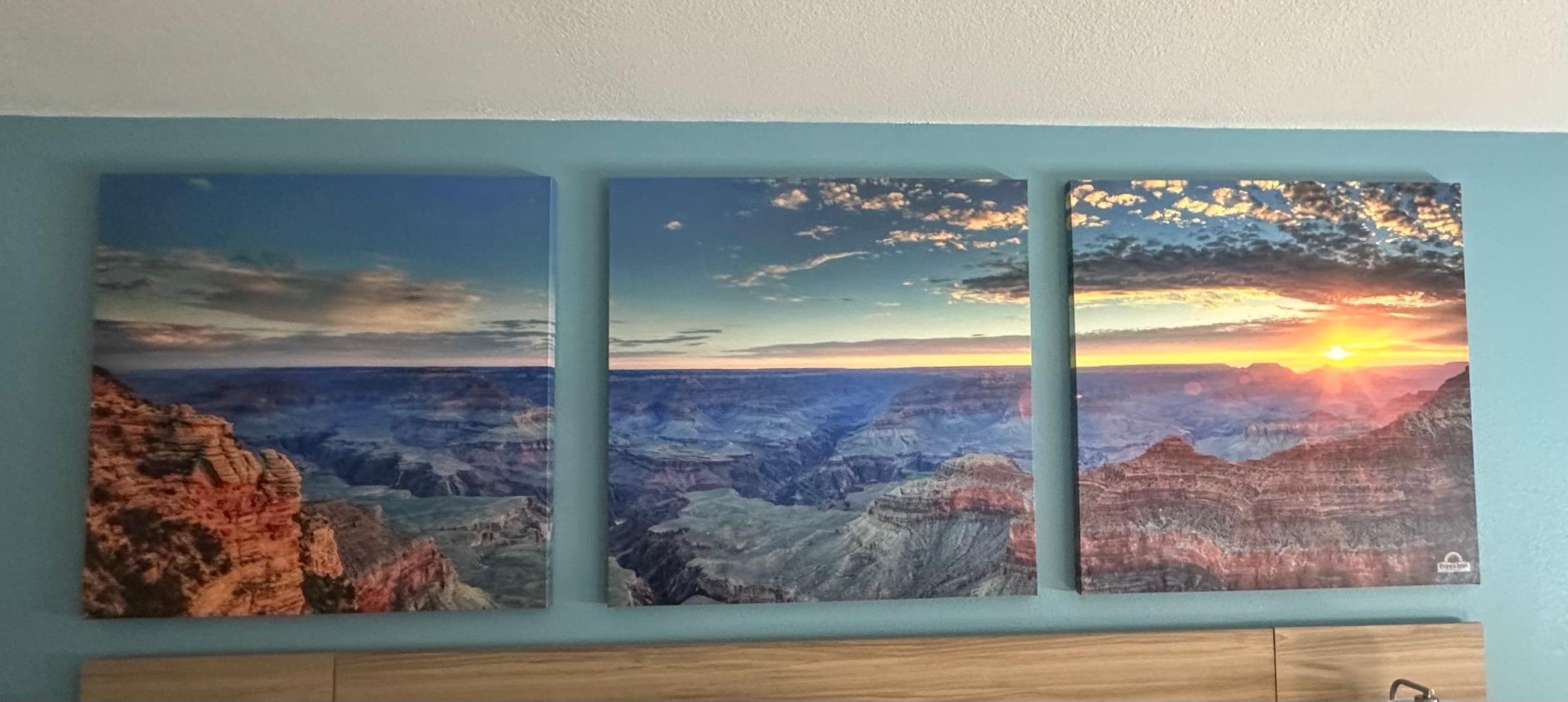 Cool picture above beds. 