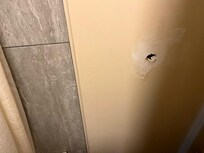 Hole in bathroom wall