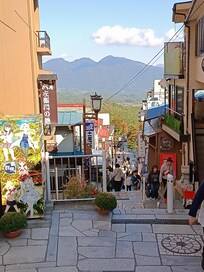 石段街直結の岸権旅館(写真左)「六左衛門の湯」の建物
