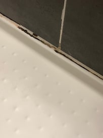 possible black mould in master shower. Could not be wiped away or cleaned.