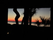 Sunrise view while laying in the bed.