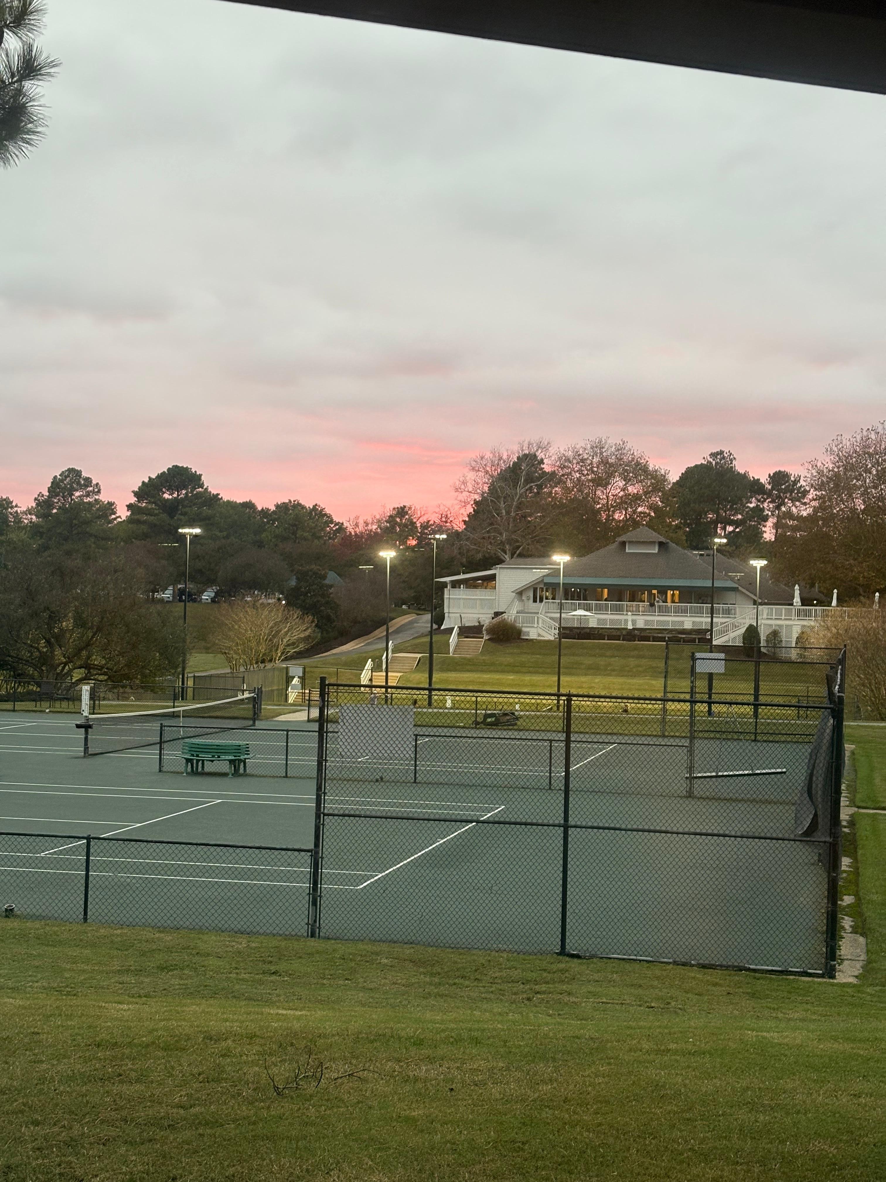 Beautiful sunset over the tennis courts