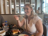 Delicious Flan in the dining room.