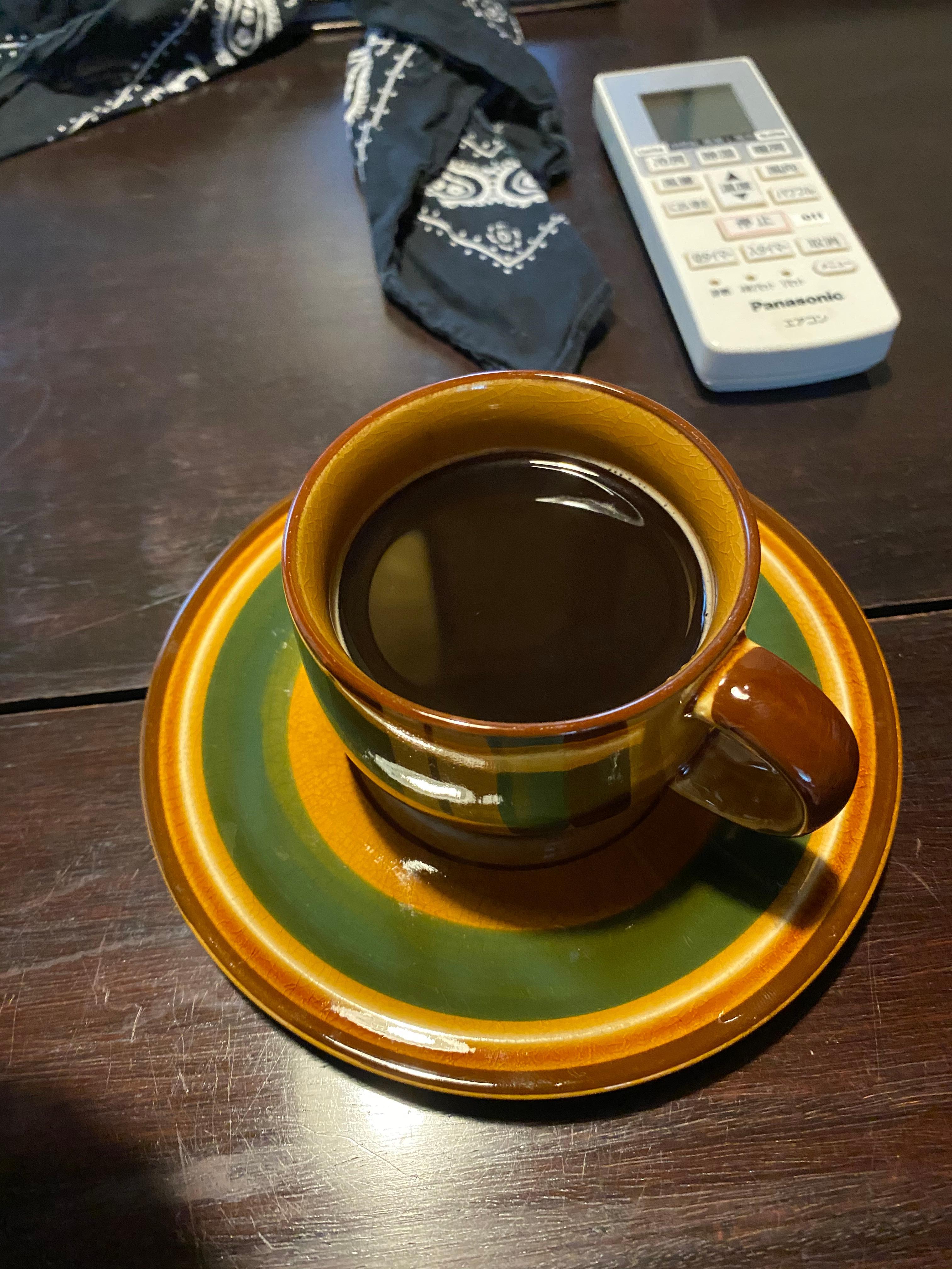 チェックアウト前に朝のコーヒーをいただきました。