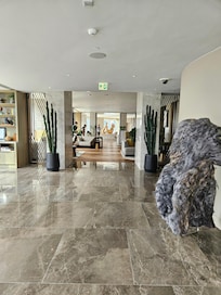 Sky Lobby filled with art