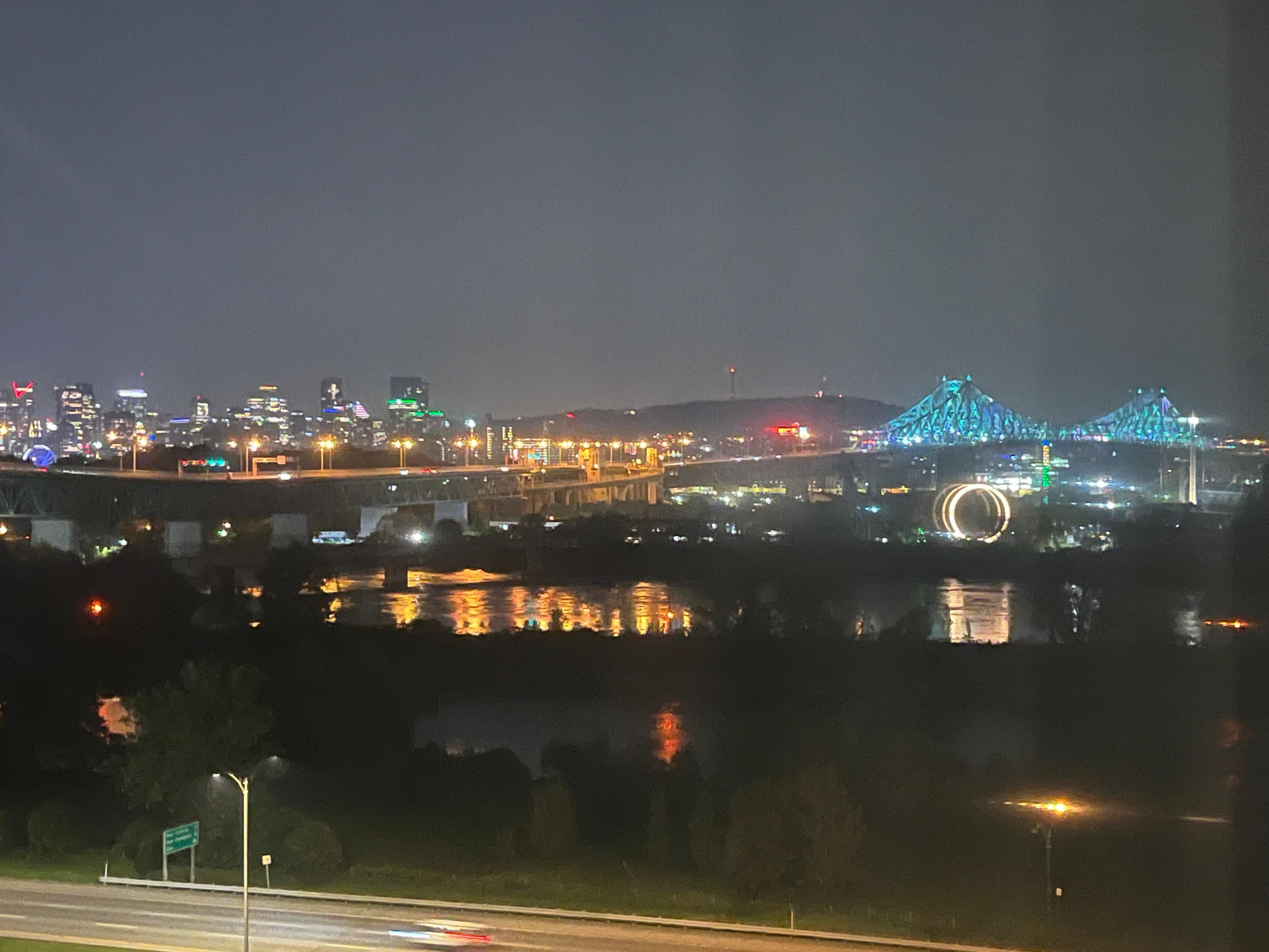 View from my hotel room, Montreal at night.