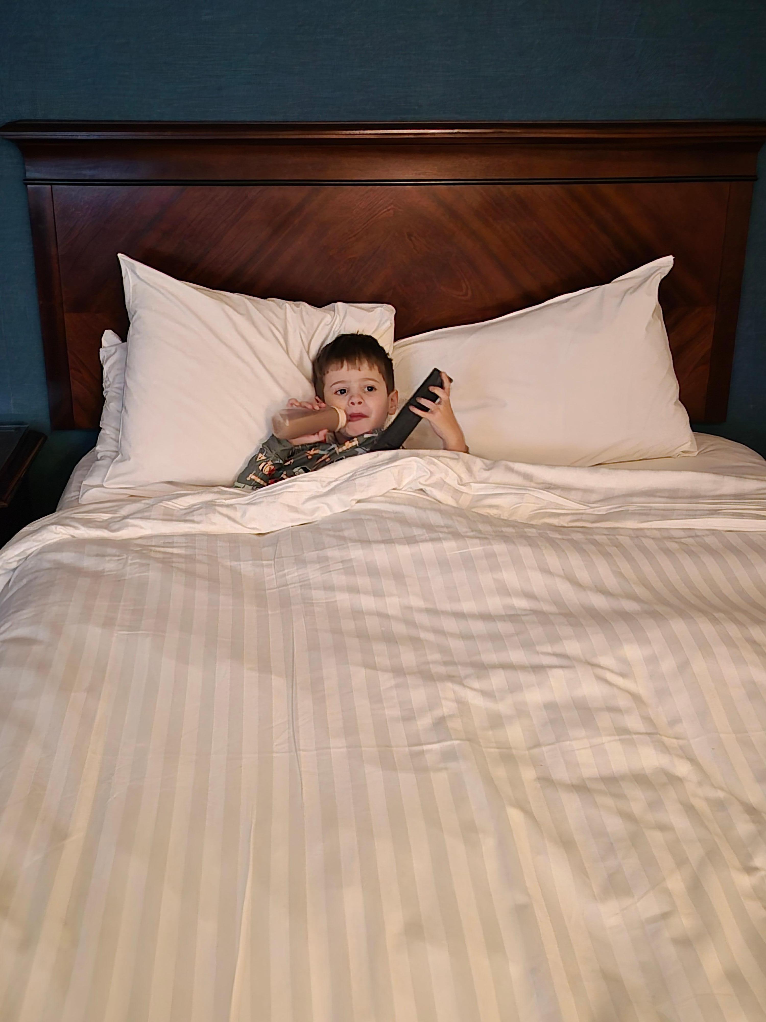 The queen beds compared to my son and he had the bed to himself and slept better then he does at home 