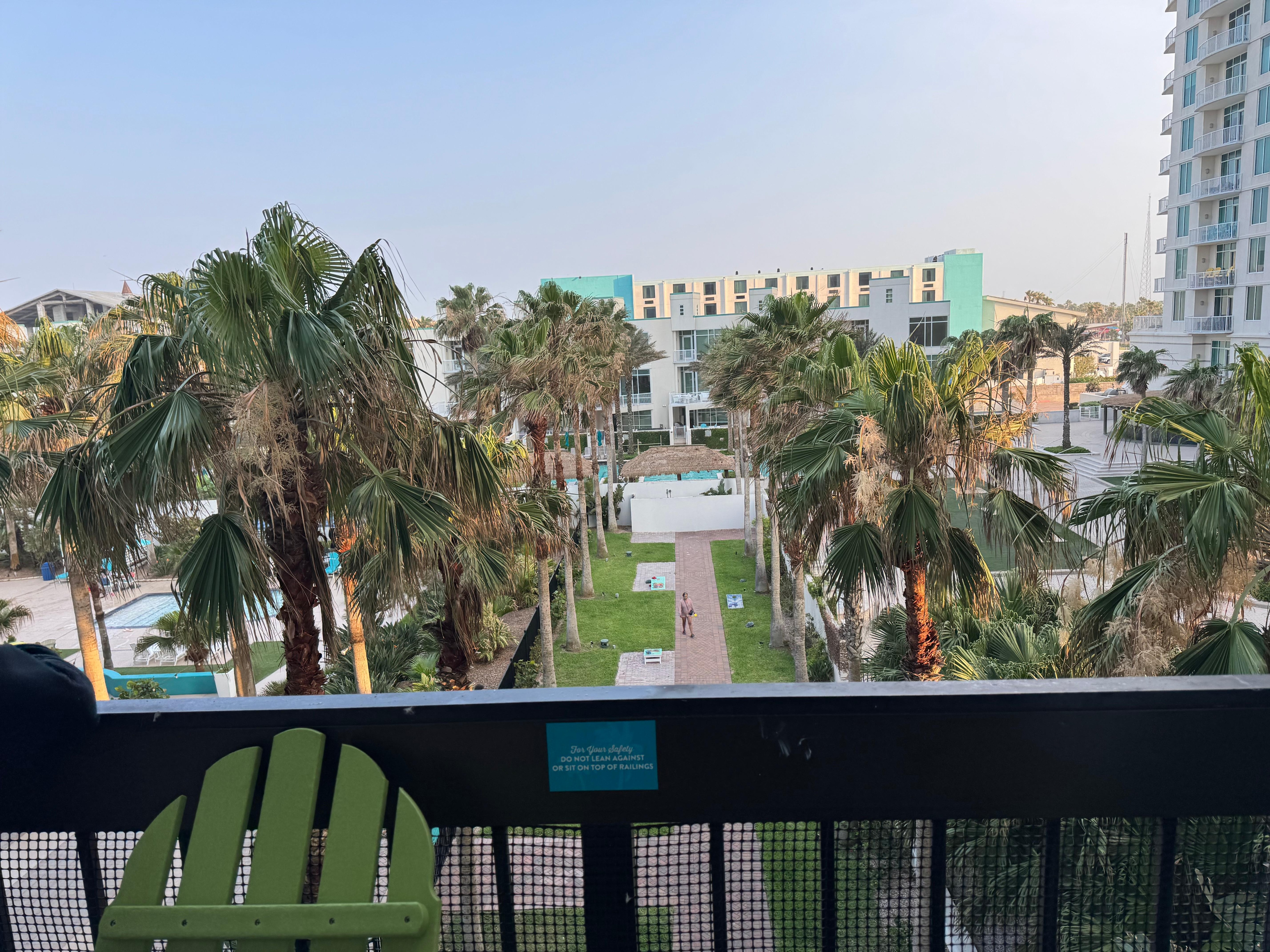 This was the view from our room balcony - no sand, no ocean, room was advertised as “premium sand king partial ocean view”