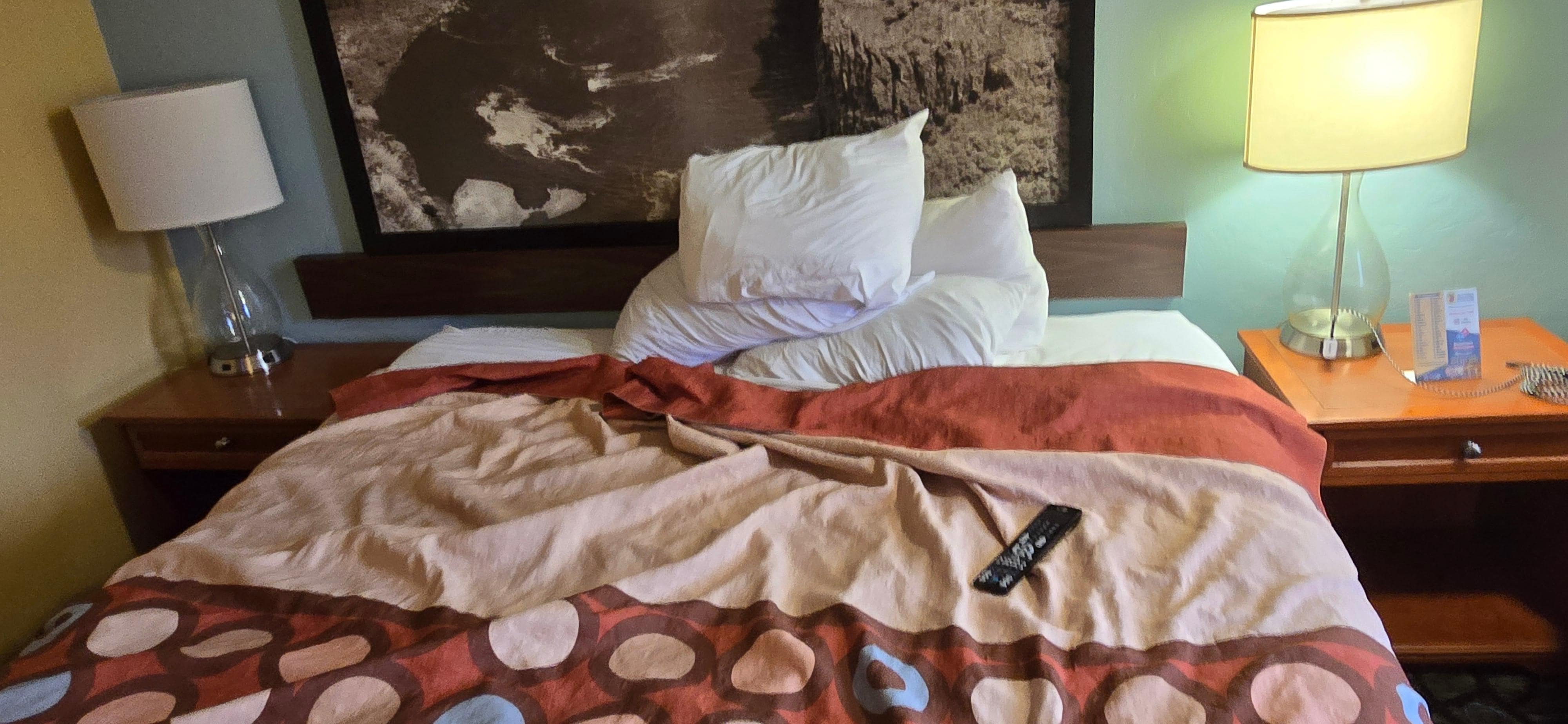 This is how the bed looked after housekeeping 