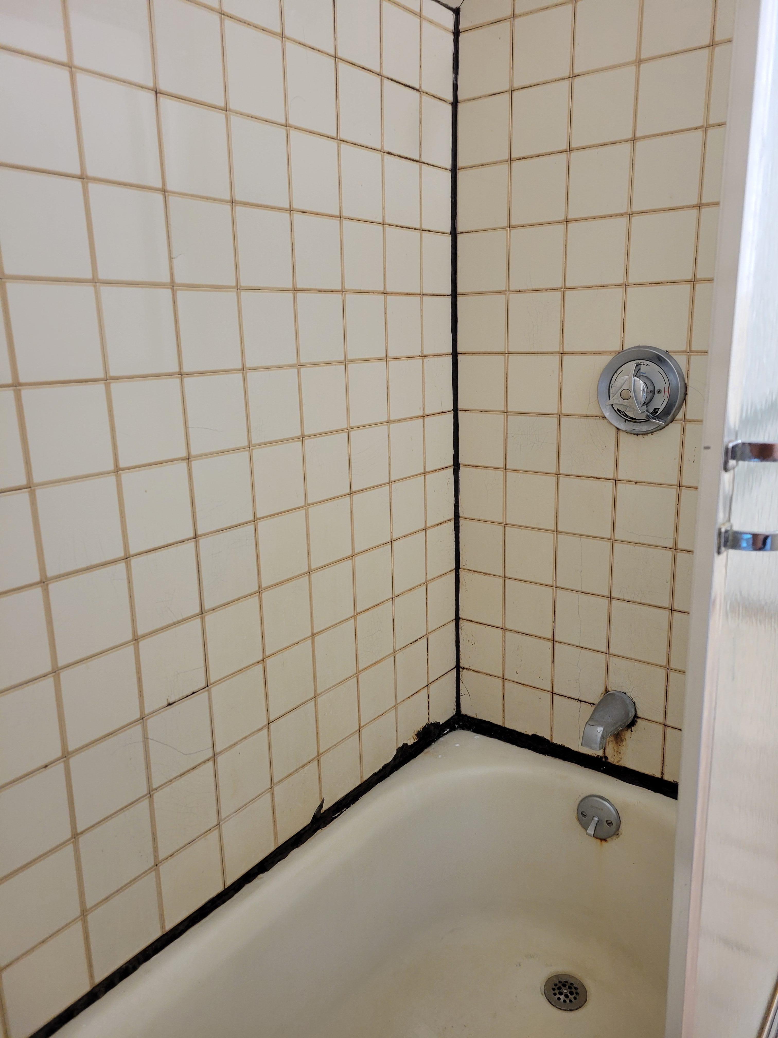 Poorly maintained shower with no amenities