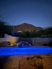 Beautiful evenings sitting out by the pool.