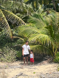 On the beach by the home