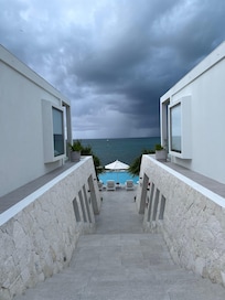 Steps to the main pool and restaurant
