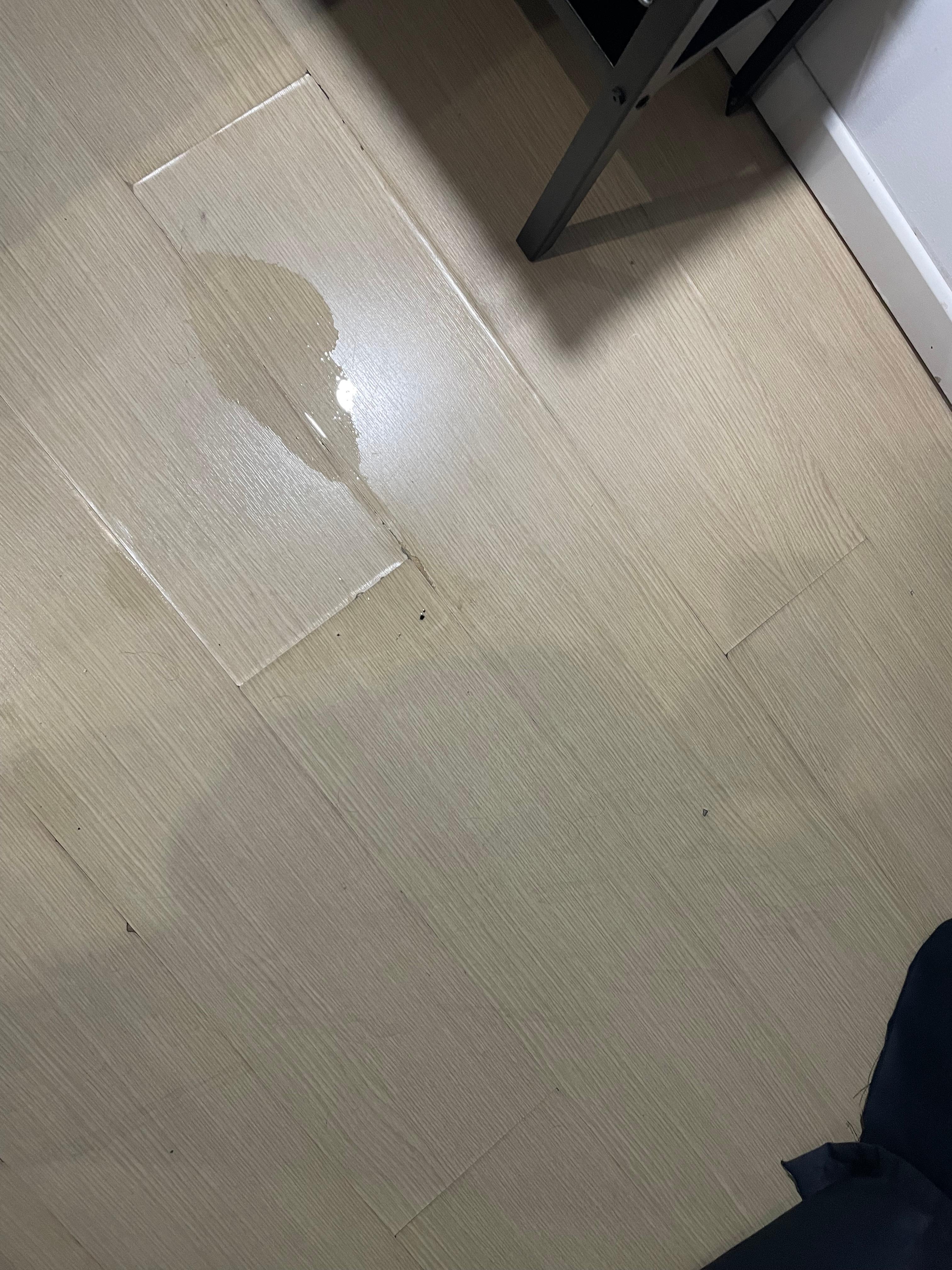 Piso de madeira do quarto molhado