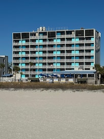View of the hotel from the beach.