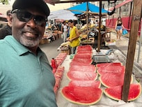 Short walk from the hotel is this incredible Farmers Market look at that watermelon