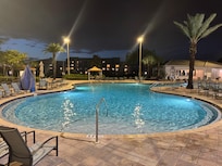 Community pool at night