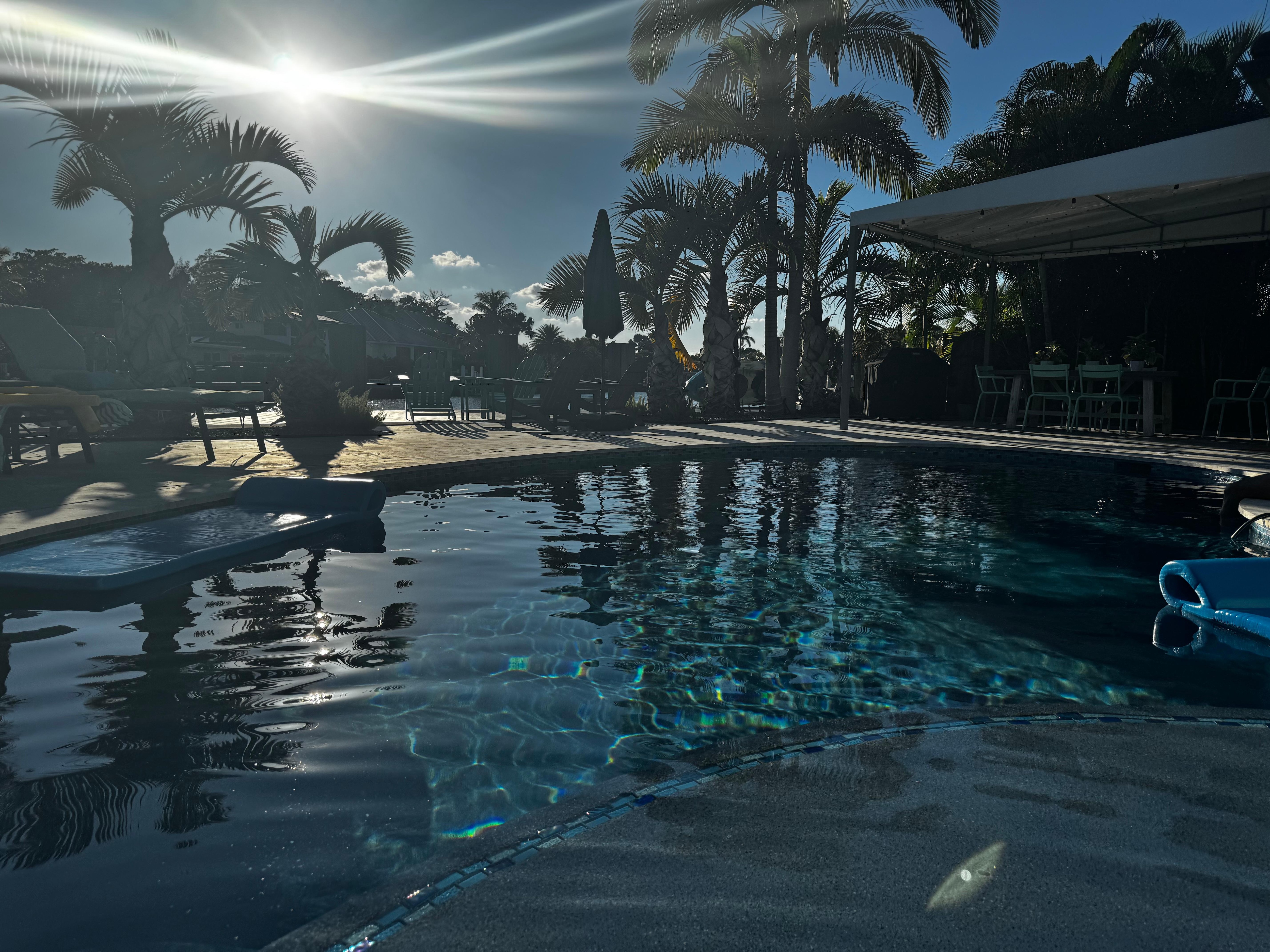 The pool is heated to a perfect 88 degrees