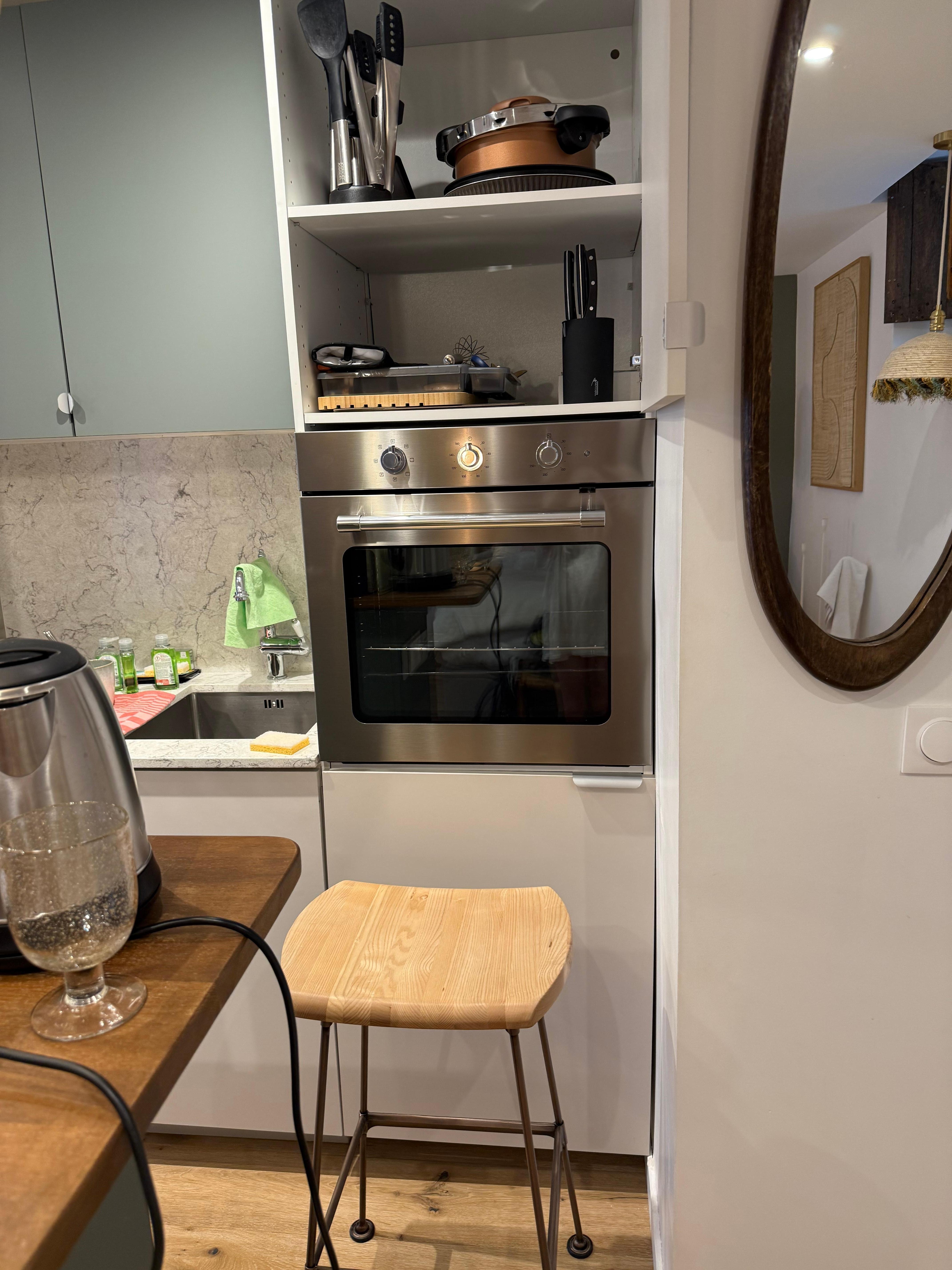 The pans were inside of that copper colored pot up top!